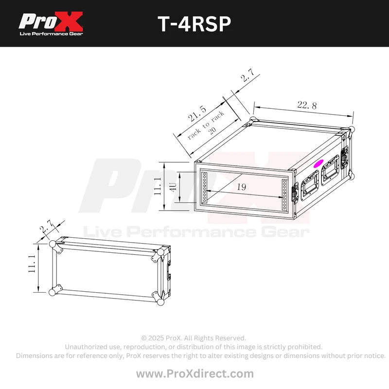 ProX T-4RSP ATA 4U Shockproof Amp Rack Mount Case 20" Deep