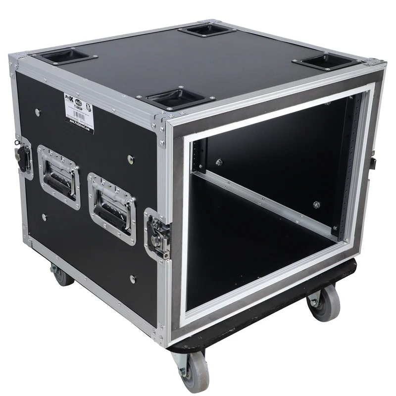 ProX T-8RSP 8U Shockproof Rack Mount Flight Case With Casters