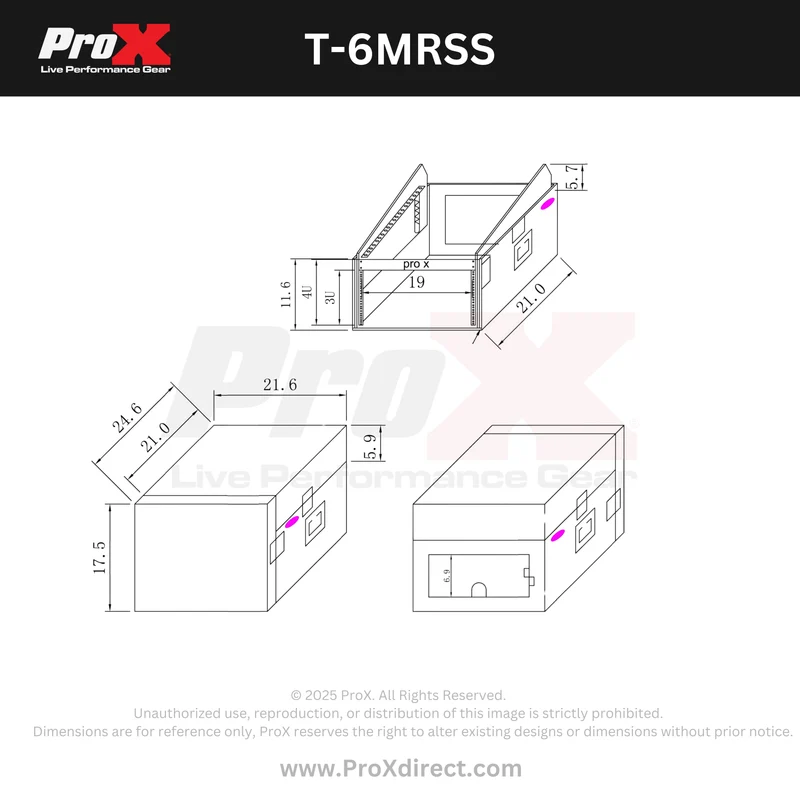 ProX T-6MRSS 6U Vertical Rack Flight Case With 10U Mixer Top