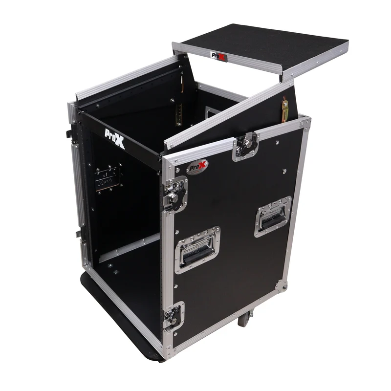 ProX T-14MRLT 14U Vertical Combo Rack Flight Case With Laptop Shelf