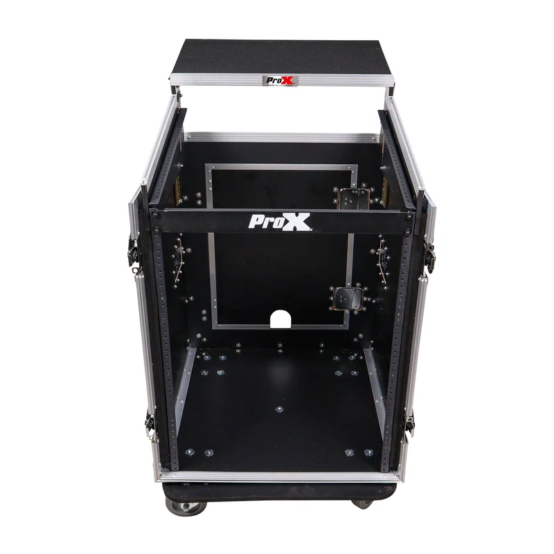 ProX T-14MRLT 14U Vertical Combo Rack Flight Case With Laptop Shelf