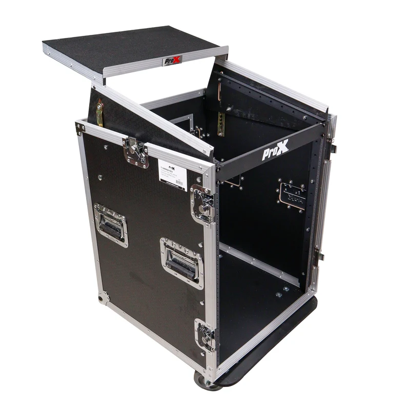 ProX T-14MRLT 14U Vertical Combo Rack Flight Case With Laptop Shelf