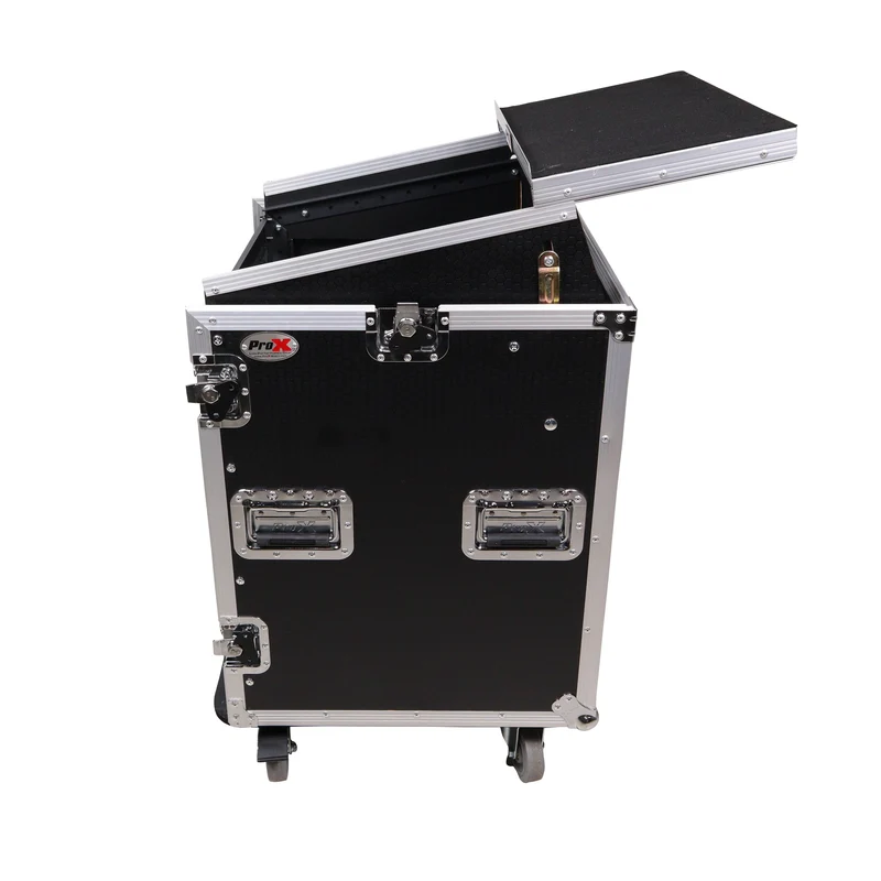 ProX T-14MRLT 14U Vertical Combo Rack Flight Case With Laptop Shelf