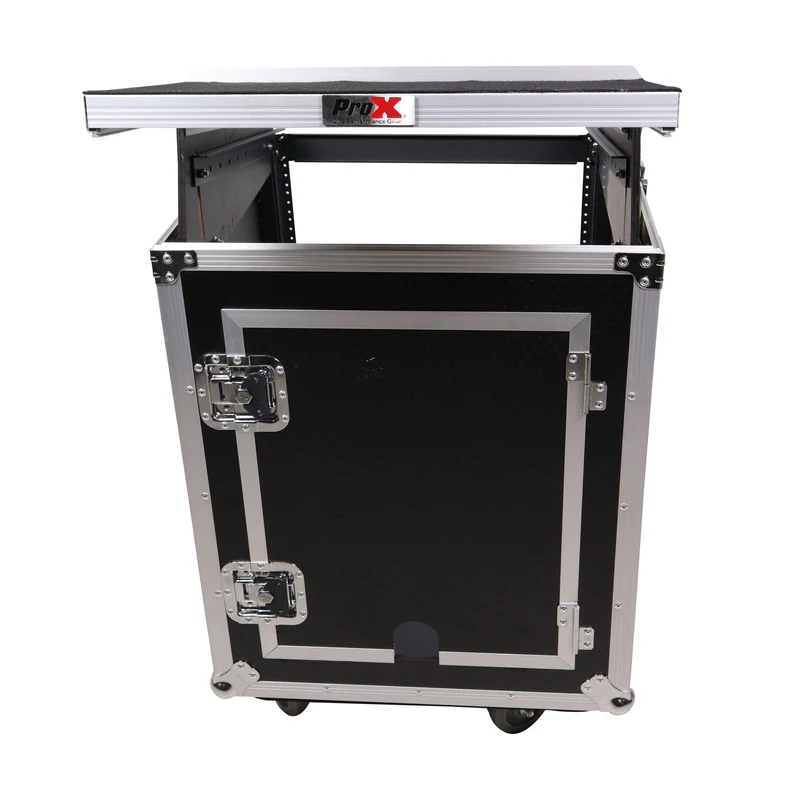 ProX T-14MRLT 14U Vertical Combo Rack Flight Case With Laptop Shelf