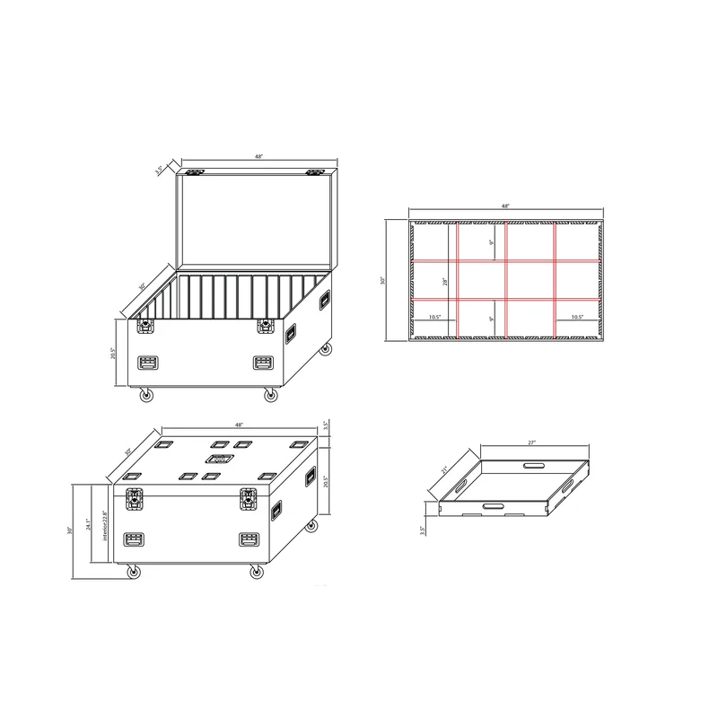 ProX TruckPax Utility Case ATA Road Case With Casters and Dividers | 48"x30"x30"