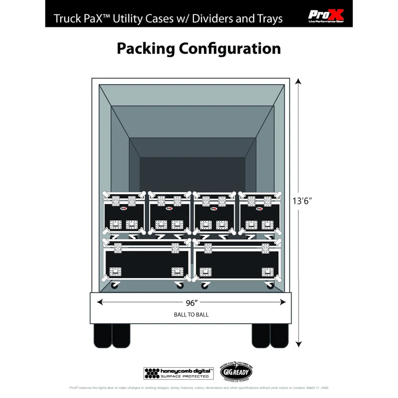 ProX TruckPax Utility Case ATA Road Case With Casters and Dividers | 24"x30"x30"