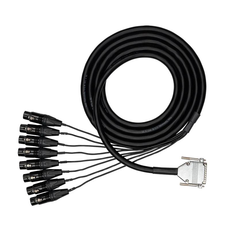 Hosa Edge Balanced Snake, XLR3F to DB25 8-Channel Tascam Wired Studio Snake | 3 m