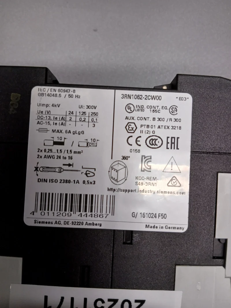 Siemens 3RN1062-2CW00 Motor Thermistor-Motorschutz Relais