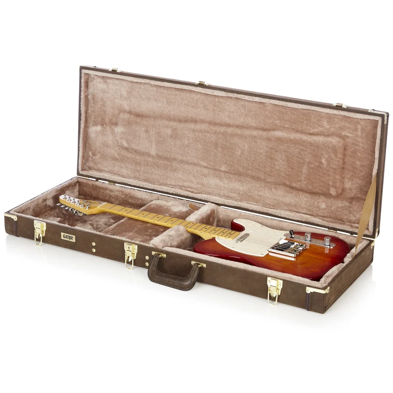 Gator GW-ELECT-VIN Electric Guitar Deluxe Wood Case In Vintage Brown