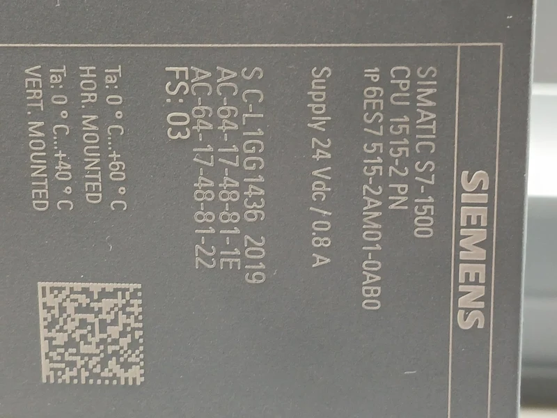Siemens SIMATIC S7-1500 CPU 1515-2 PN 1P 6ES7 515-2AM01-0AB0