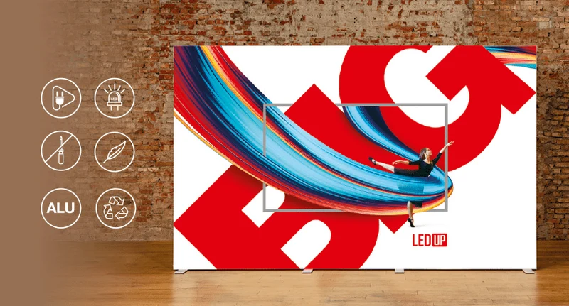 LED Textil-Spannrahmen in verschiedene Breiten, inkl. Textildruck