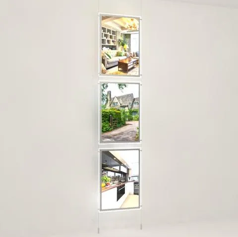 LED Posterhalter DIN A2 Hochformat mit frontaler Befestigung