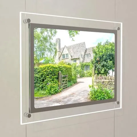 Led Acryl-Postertaschen Querformat DIN A3 mit frontaler Befestigung