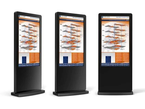 Digitale Info-Stele mit Multi-Touchscreen und Android Media Player, in Weiß oder Schwarz