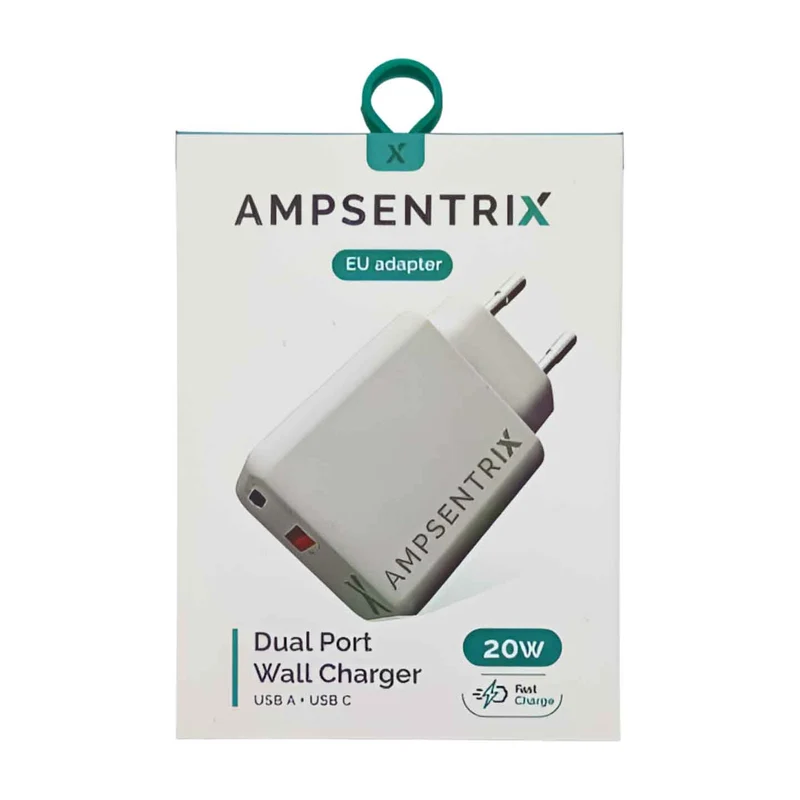 Ampsentrix 20W Dual-Netzteil USB-C & USB-A Schnellladegerät