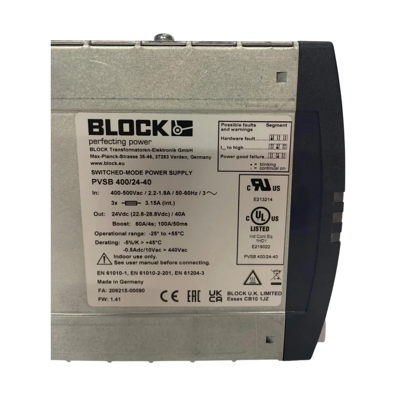 Block PVSB400/24-40 Industrielles Netzteil Ersatzteil Technik Einsatz Betrieb