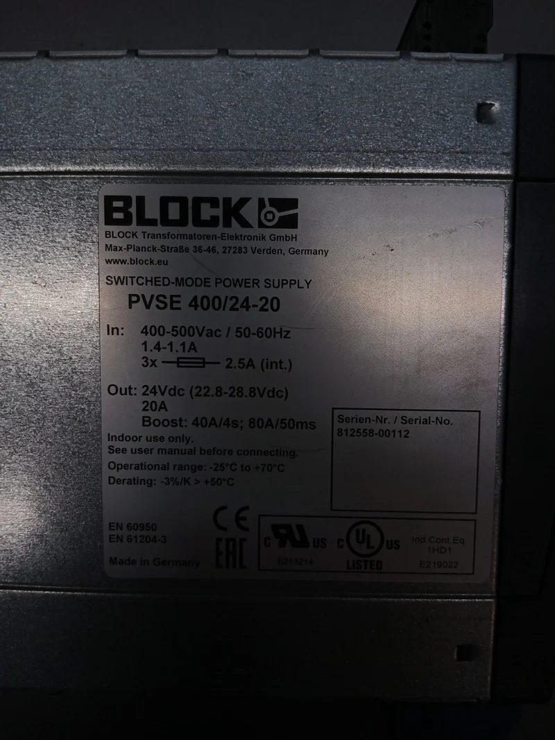 Block PVSE 400/24-20A Power Supply