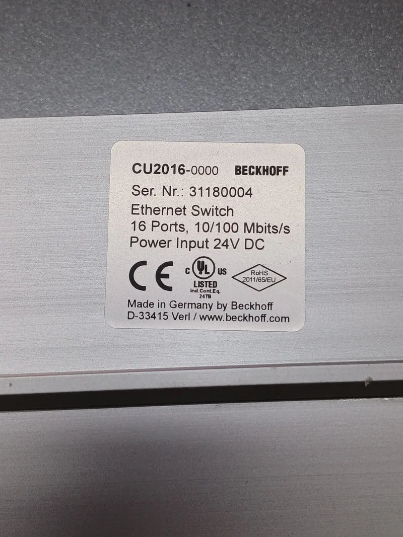 Beckhoff CU2016-0000 Ethernet Switch 16-Port 10/100 MBit/s RJ45 24V DC Top
