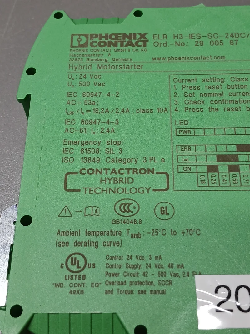 Phoenix Contact ELR H3-IES-SC 24DC/500AC-2 Hybrid-Motorschutz max. 2,4A