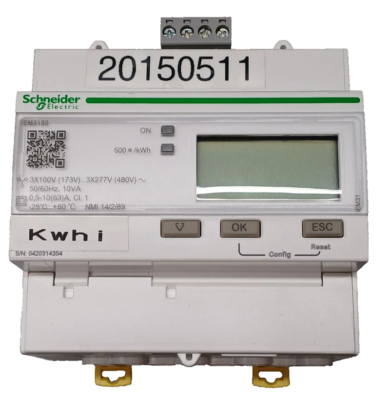 Schneider Electric IEM3150 3-Phasen Energiezähler 500 kWh, Messgerät 480V, 10A