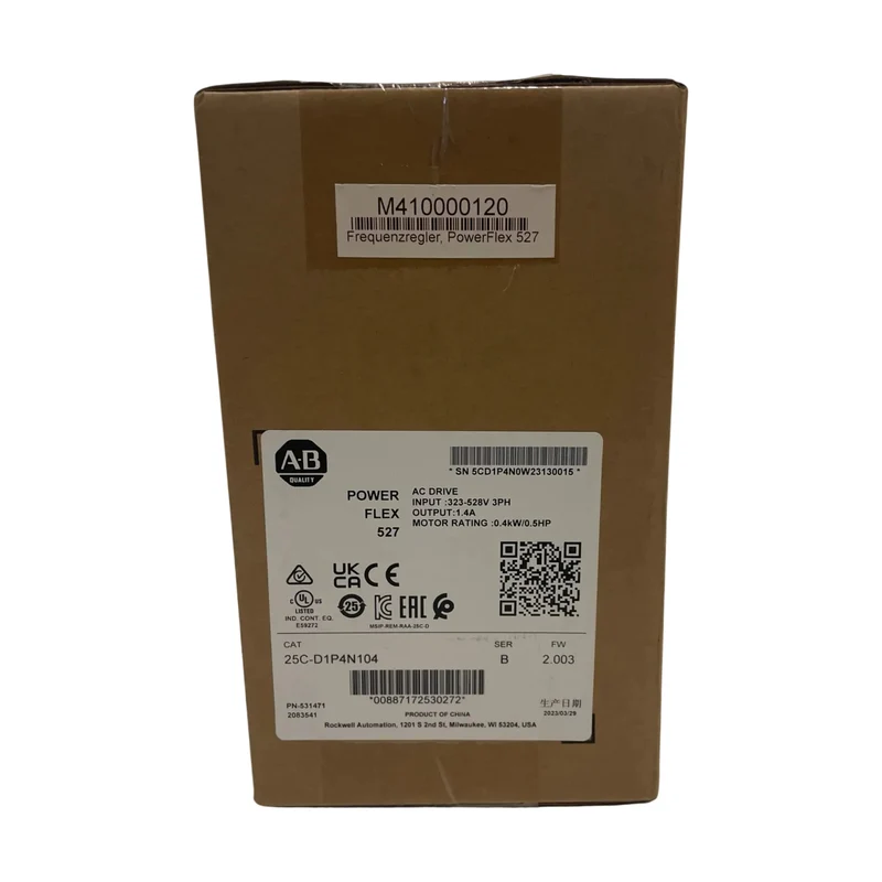 Allen Bradley 25C-D1P4N104 PowerFlex 527 AC Drive 480V 3Ph 0.5HP 0.4kW EtherNet