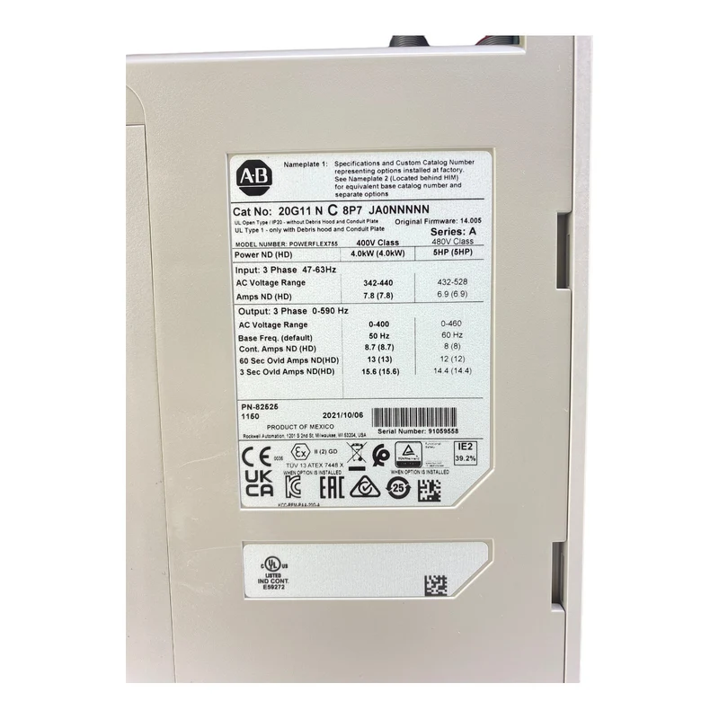 Allen Bradley 20G11NC8P7JA0NNNNN Frequency Converter 342-440V AC Industrie