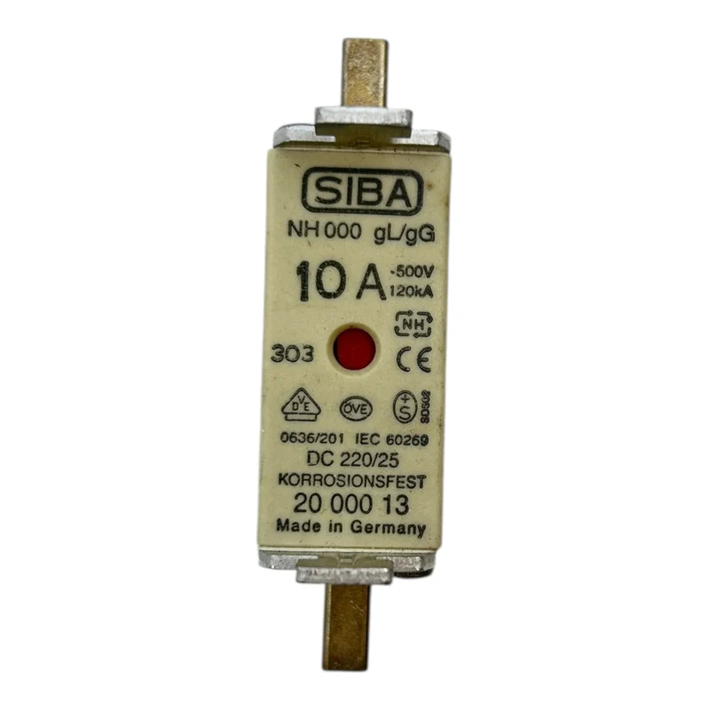 SIBA NH000 Sicherung 10A 500V gL/gG 120kA Korrosionsfest 20 000 13 VE:3stk