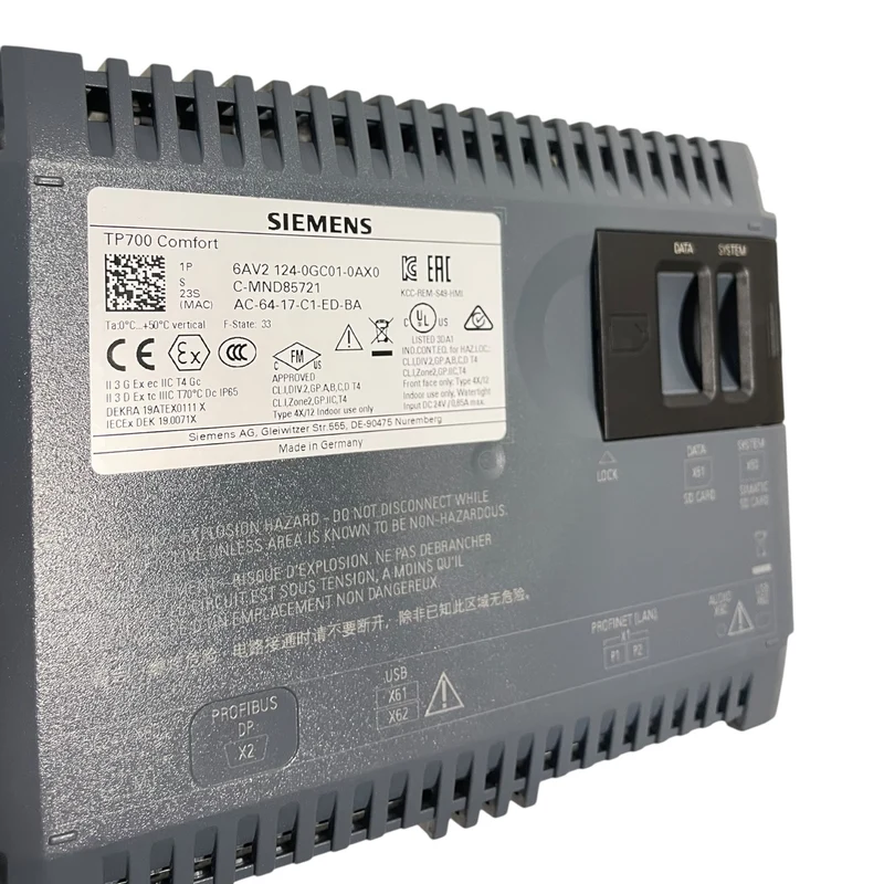Siemens HMI Touchpanel TP700 Comfort 6AV2124-0GC01-0AX0 mit Befestigungsteilen