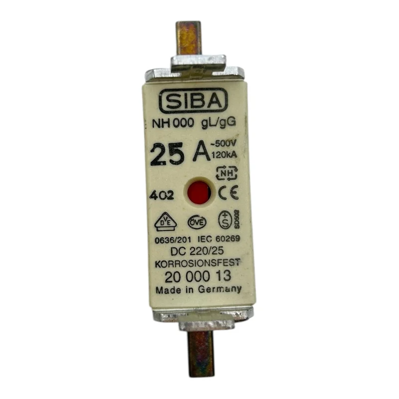 SIBA NH000 Sicherung 25A 500V gL/gG 120kA Korrosionsfest 20 000 13 VE:2stk