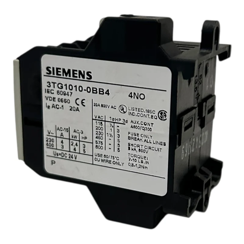 Siemens Powerrelais AC-3 8,4 A 4 kW / 400V 3-polig DC 24 V 3TG1010-0BB4 Siemens