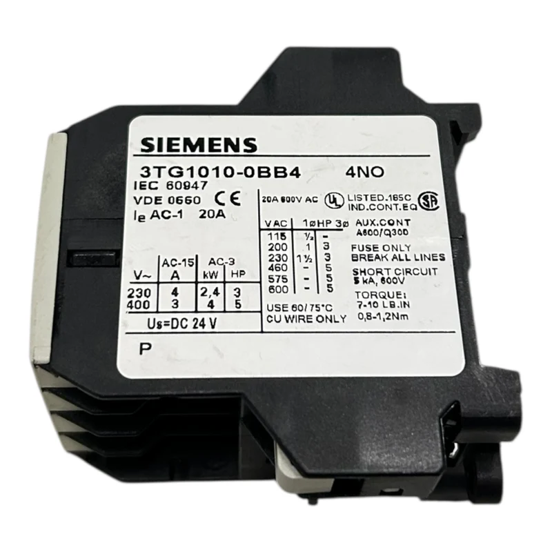 Siemens Powerrelais AC-3 8,4 A 4 kW / 400V 3-polig DC 24 V 3TG1010-0BB4 Siemens