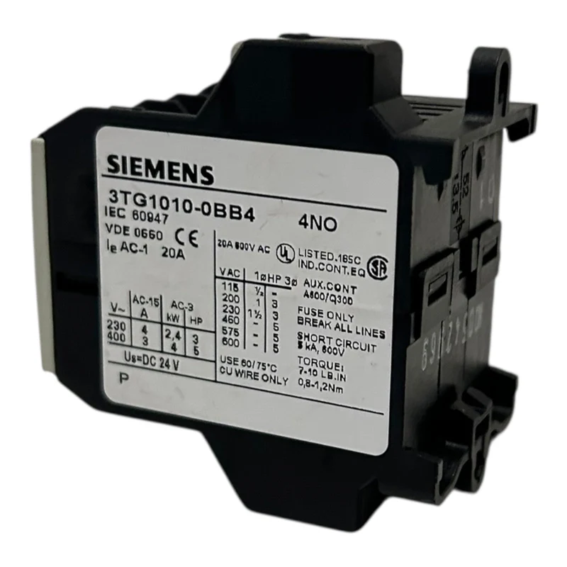 Siemens Powerrelais AC-3 8,4 A 4 kW / 400V 3-polig DC 24 V 3TG1010-0BB4 Siemens