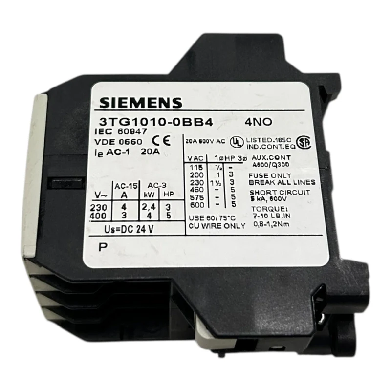 Siemens Powerrelais AC-3 8,4 A 4 kW / 400V 3-polig DC 24 V 3TG1010-0BB4 Siemens