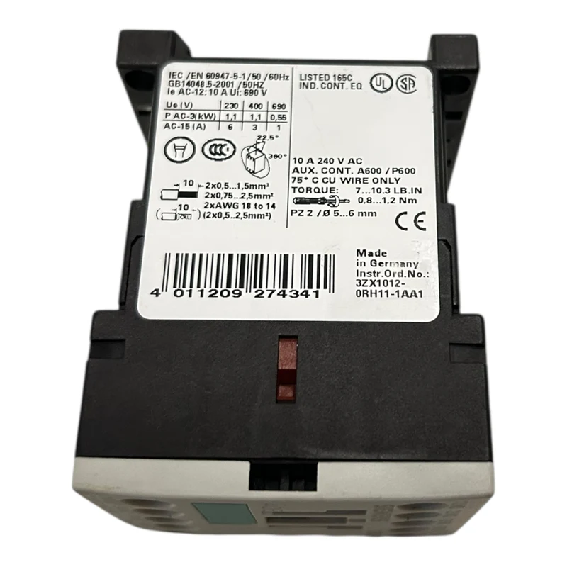Siemens Hilfsschütz Schraubanschluss Baugröße S00 4 S DC 24 V 3RH1140-1BB40