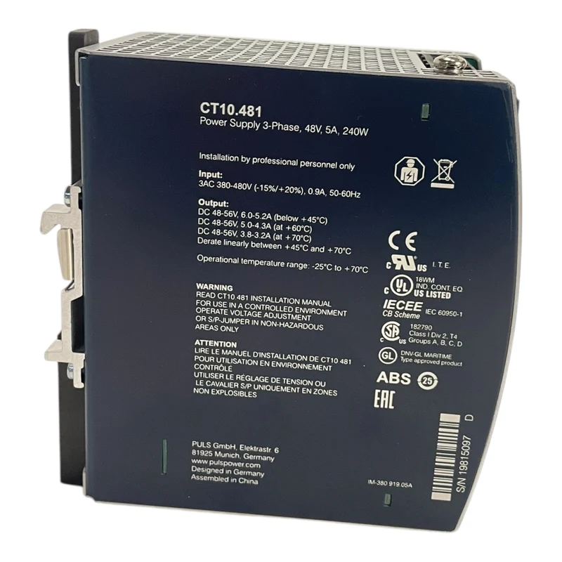 Puls Hutschienen-Netzteile für 3-Phasen-Systeme 48V 5A CT10.481 Industrie