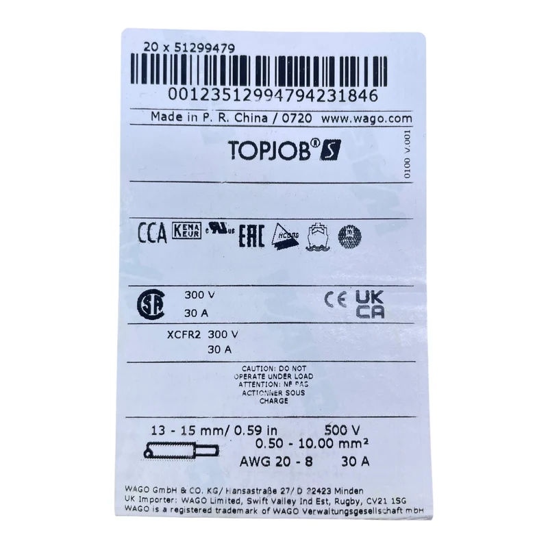 WAGO 2007-8811 Trenn- und Messklemme 2-Leiter TOPJOB S VE:20 Stück