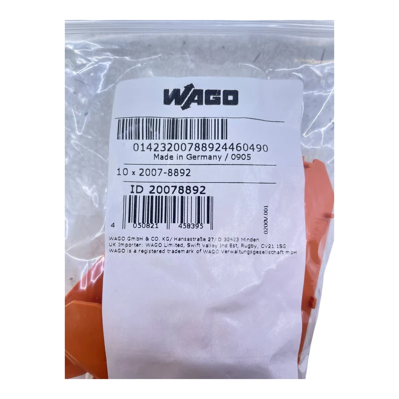 WAGO 2007-8892 Abschlussplatte End Plate VE:50 Stk