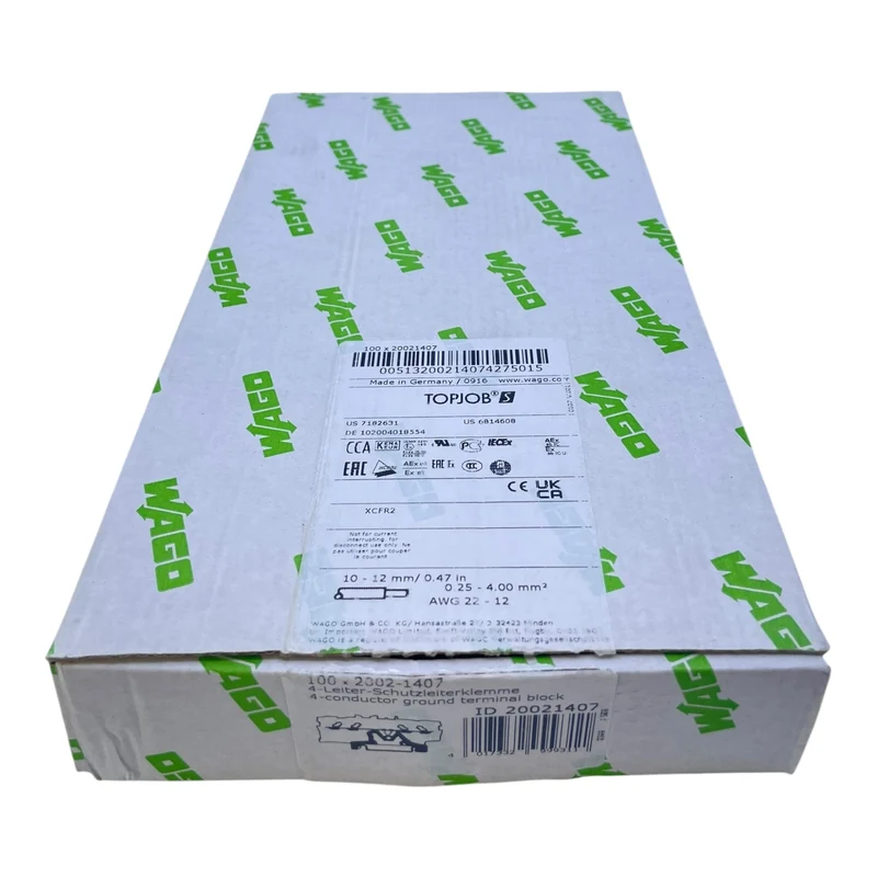WAGO 2002-1407 4-Leiter Schutzleiterklemme 2,5mm² VE:87 Stk