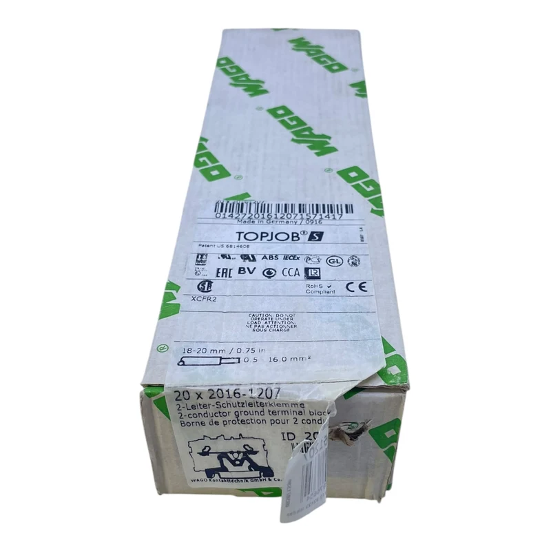 WAGO 2-Leiter Schutzleiterklemme 2016-1207 16 mm² TOPJOB S VE:23Stk