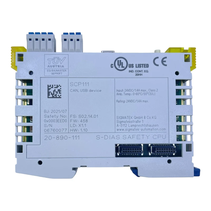 Sigmatek S-DIAS Safety CPU SCP111 20-890-111 CAN USB 24VDC 1.4A