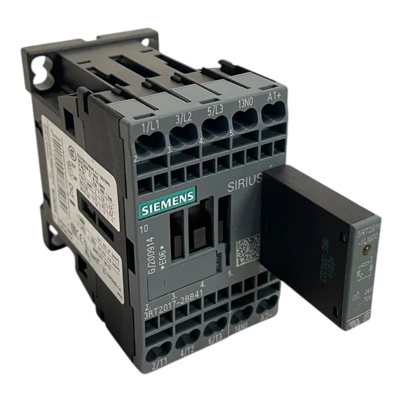 Siemens Leistungsschütz 12 A 5,5 kW / 400 V DC 24 V 3RT2017-2BB41 3RT2916-1LM00