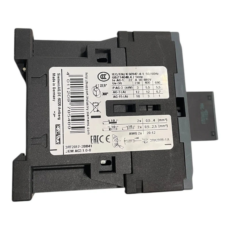 Siemens Leistungsschütz 12 A 5,5 kW / 400 V DC 24 V 3RT2017-2BB41 3RT2916-1LM00
