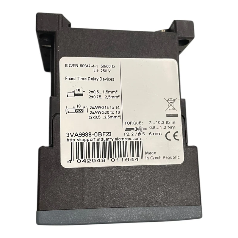 Siemens Verzögerungsgerät Unterspannungsauslöser 24V DC 3VA9988-0BF23 Industrie