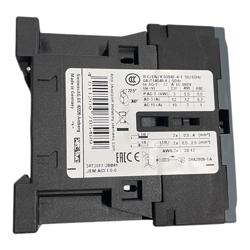 Siemens SIRIUS Leistungsschütz 5,5 kW / 400 V 3-polig DC 24 V 3RT2017-2BB41
