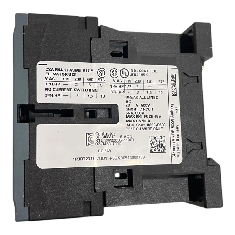 Siemens SIRIUS Leistungsschütz 5,5 kW / 400 V 3-polig DC 24 V 3RT2017-2BB41