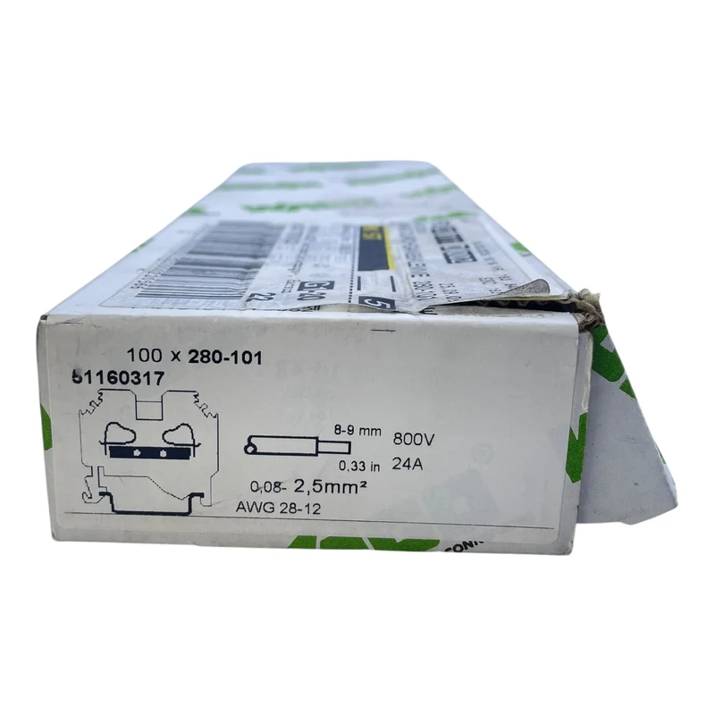 WAGO Durchgangsklemme 2,5mm² 800V 24A 280-101 VE:90 Stück