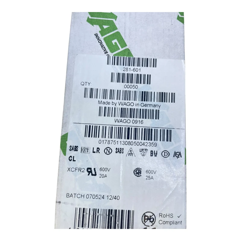 Wago 281-601 2-Leiter-Durchgangsklemme 800V 32A VE: 16stk Wago 281-601 800V 32A