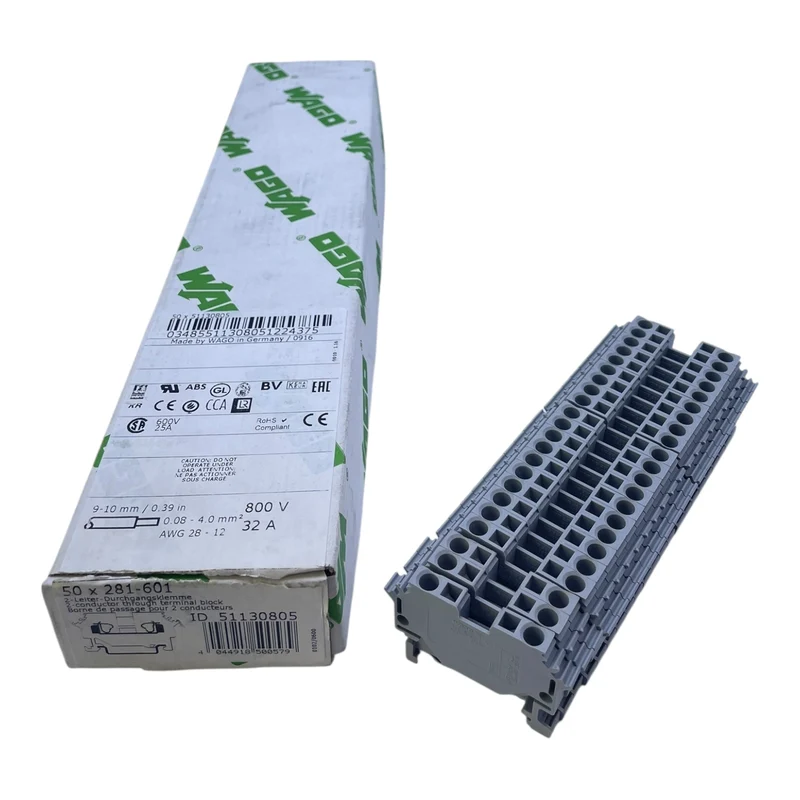 Wago 281-601 2-Leiter-Durchgangsklemme 800V 32A VE: 22stk Wago 281-601 800V 32A