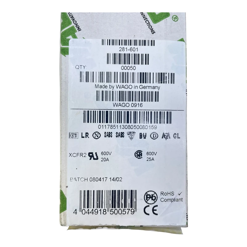 Wago 281-601 2-Leiter-Durchgangsklemme 800V 32A VE: 50stk Wago 281-601 800V 32A