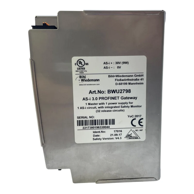 Bihl+Wiedemann BWU2798 AS-i 3.0 PROFINET Gateway mit Safety Monitor